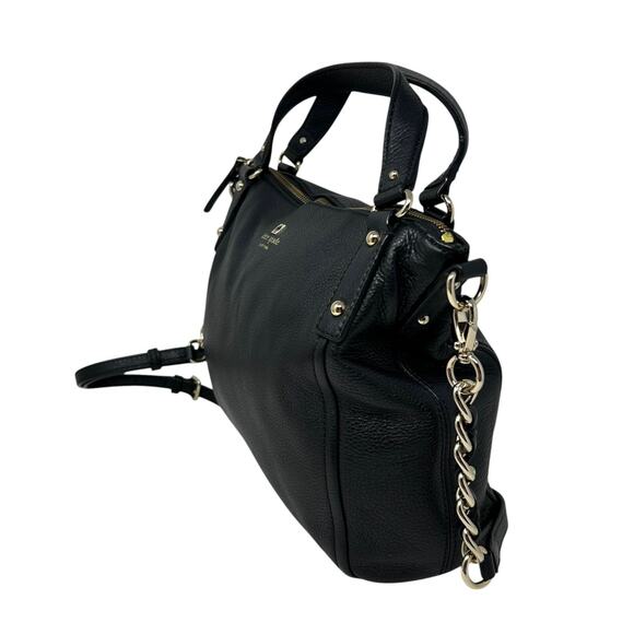 Kate Spade Black Leather Satchel Pine Street Kori Gold Chain Strap & Top Handle - Picture 4 of 16